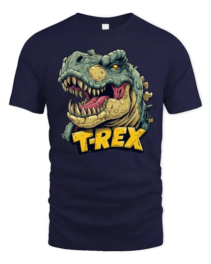 Cool Roaring Tyrannosaurus Rex Jurassic Legend Soft Tshirt - navy t-shirt on white background
