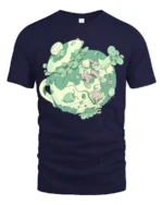 Aesthetic Teacup Terrarium Nature Explorer Graphic Soft Tee - navy t-shirt on white background