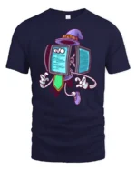 Coding Wizard Robot Purple Hat Programming Soft Tshirt - navy t-shirt on white background