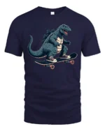 Radical Skater Kaiju Monster King Skateboard Soft Tshirt - navy t-shirt on white background