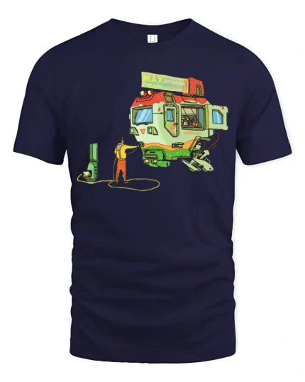 Futuristic Fast Food Mecha Mobile Diner Graphic Tshirt - navy t-shirt on white background