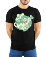 Aesthetic Teacup Terrarium Nature Explorer Graphic Soft Tee - model wearing black tee with hands behind back