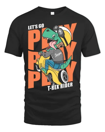 Dynamic Scooter T Rex Riding Helmet Biker Graphic Tshirt - black t-shirt on white background