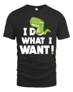 Sassy Baby T Rex I Do What I Want Diaper Graphic Tshirt - black t-shirt on white background