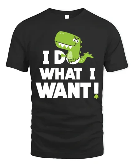 Sassy Baby T Rex I Do What I Want Diaper Graphic Tshirt - black t-shirt on white background