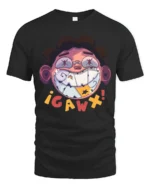 Edgy Toothy Grin Gaw Character Street Art Graphic Tshir - black t-shirt on white background