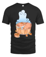 Chilling Capybara Hot Tub Citrus Zen Aesthetic Graphic Tee - black t-shirt on white background