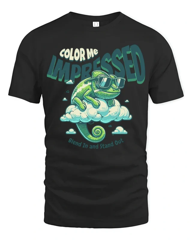 Cool Chameleon Color Me Impressed Retro Cloud Graphic Tshirt - black t-shirt on white background