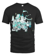 Splendid Mechanical Rabbit Castle Birthday Party Graphic Tee - black t-shirt on white background