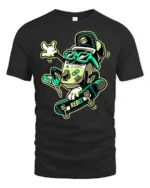 Retro Gaming Skater Rebel Console Cool Graphic Tshirt - black t-shirt on white background