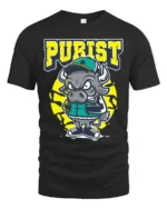 Angry Purist Bull Mascot Athletic Urban Graphic Tshirt - black t-shirt on white background