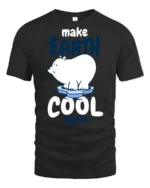 Caring Polar Bear Make Earth Cool Again Environmental Tshirt - black t-shirt on white background