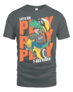Dynamic Scooter T Rex Riding Helmet Biker Graphic Tshirt - gray t-shirt on white background