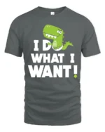 Sassy Baby T Rex I Do What I Want Diaper Graphic Tshirt - gray t-shirt on white background