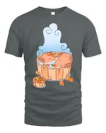 Chilling Capybara Hot Tub Citrus Zen Aesthetic Graphic Tee - gray t-shirt on white background
