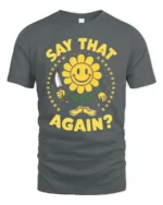 Sarcastic Smiling Flower Knife Threat Funny Graphic Tee - gray t-shirt on white background