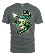 Retro Gaming Skater Rebel Console Cool Graphic Tshirt - gray t-shirt on white background