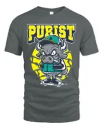 Angry Purist Bull Mascot Athletic Urban Graphic Tshirt - gray t-shirt on white background