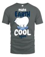 Caring Polar Bear Make Earth Cool Again Environmental Tshirt - gray t-shirt on white background