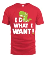 Sassy Baby T Rex I Do What I Want Diaper Graphic Tshirt - red t-shirt on white background