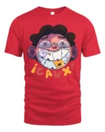 Edgy Toothy Grin Gaw Character Street Art Graphic Tshir - red t-shirt on white background