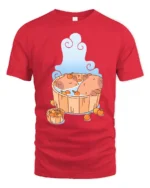 Chilling Capybara Hot Tub Citrus Zen Aesthetic Graphic Tee - red t-shirt on white background