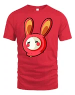 Playful Kawaii Rabbit Costume Character Red Graphic Tshirt - red t-shirt on white background