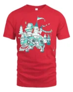 Splendid Mechanical Rabbit Castle Birthday Party Graphic Tee - red t-shirt on white background