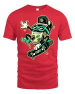 Retro Gaming Skater Rebel Console Cool Graphic Tshirt - red t-shirt on white background