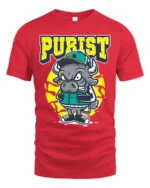 Angry Purist Bull Mascot Athletic Urban Graphic Tshirt - red t-shirt on white background