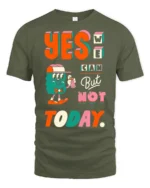 Sassy Procrastination Graffiti Monster Retro Graphic Tshirt - military green t-shirt on white background