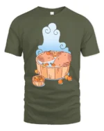 Chilling Capybara Hot Tub Citrus Zen Aesthetic Graphic Tee - military green t-shirt on white background