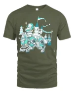 Splendid Mechanical Rabbit Castle Birthday Party Graphic Tee - military green t-shirt on white background