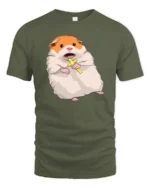 Shocked Hamster Holy Cross Meme Funny Graphic Tshirt - military green t-shirt on white background