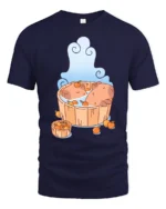 Chilling Capybara Hot Tub Citrus Zen Aesthetic Graphic Tee - navy t-shirt on white background