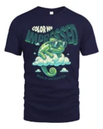 Cool Chameleon Color Me Impressed Retro Cloud Graphic Tshirt - navy t-shirt on white background
