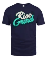 Urban Hustle Rise And Grind Graffiti Street Art Tshirt - navy t-shirt on white background