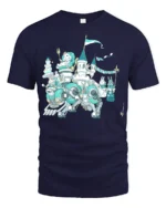 Splendid Mechanical Rabbit Castle Birthday Party Graphic Tee - navy t-shirt on white background