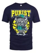 Angry Purist Bull Mascot Athletic Urban Graphic Tshirt - navy t-shirt on white background