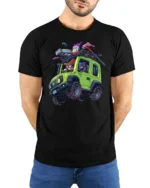 Adventure Painter Green Offroad Car Home Improvement Tshirt - model wearing black tee with hands behind back