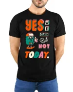 Sassy Procrastination Graffiti Monster Retro Graphic Tshirt - model wearing black tee with hands behind back