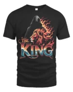 Dominant The King Lion Crest Fiery Mane Graphic Tshirt - black t-shirt on white background