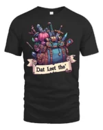 Amusing Dat Loot Tho RPG Gaming Backpack Graphic Tee - black t-shirt on white background