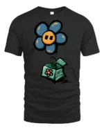 Enchanting Jack In The Box Flower Pop Art Graphic Tee - black t-shirt on white background