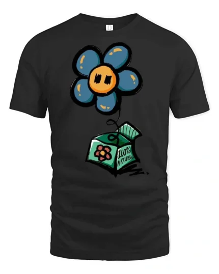 Enchanting Jack In The Box Flower Pop Art Graphic Tee - black t-shirt on white background