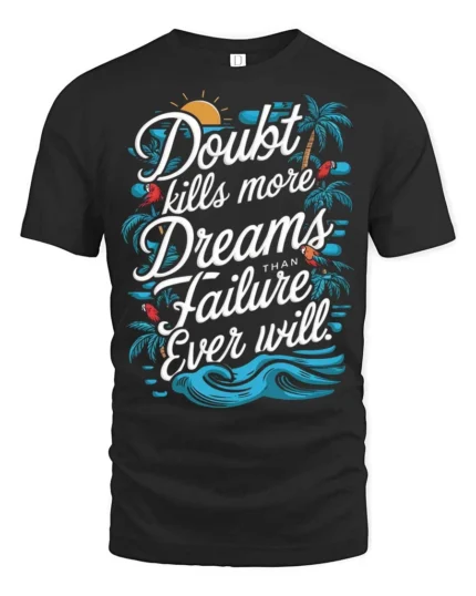 Motivational Tropical Sunset Parrot Palm Tree Soft Tshirt - black t-shirt on white background