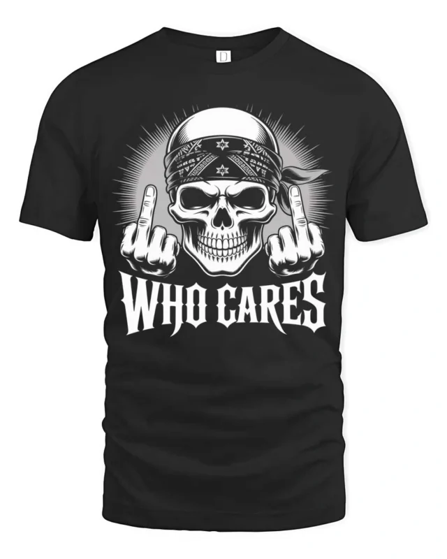 Edgy Outlaw Skeleton Flipping The Bird Badass Graphic Tee - black t-shirt on white background