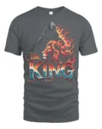 Dominant The King Lion Crest Fiery Mane Graphic Tshirt - gray t-shirt on white background