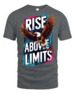 Inspiring Rise Above Limits Bald Eagle Motivation Graphic Tee - gray t-shirt on white background