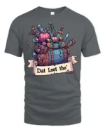 Amusing Dat Loot Tho RPG Gaming Backpack Graphic Tee - gray t-shirt on white background